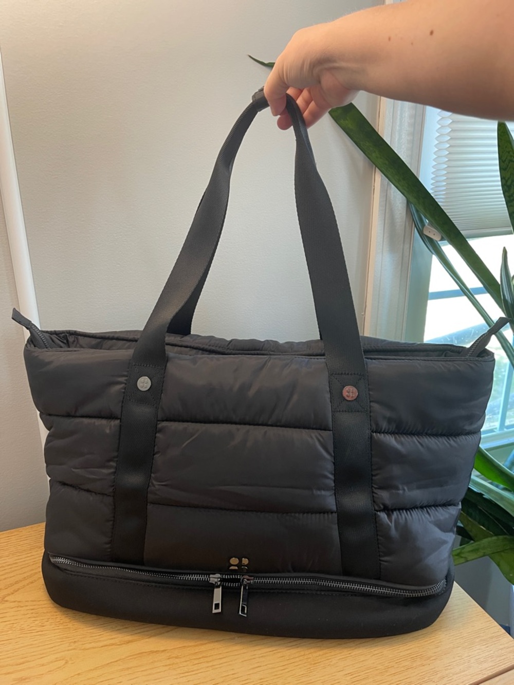 Sweaty Betty Black Gym/Yoga Tote with Hematite Hardware